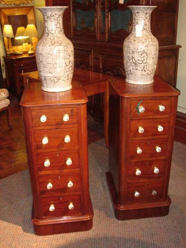 Pair Victorian bedside pier cabinets