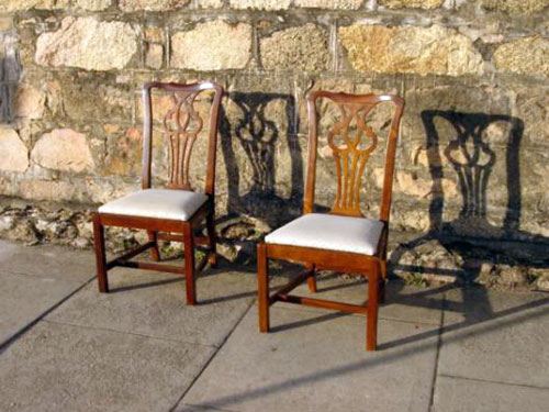 Pair Chippendale style Cherrywood chairs