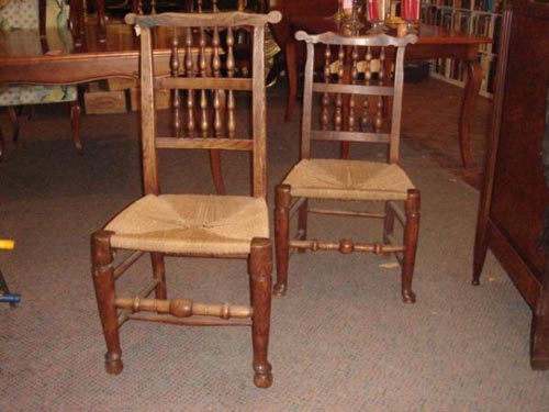 Pair of Georgian Lancashire oak chairs