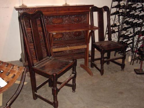 Pair English oak chairs
