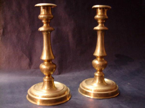 Brass Pair French 1830 candlesticks