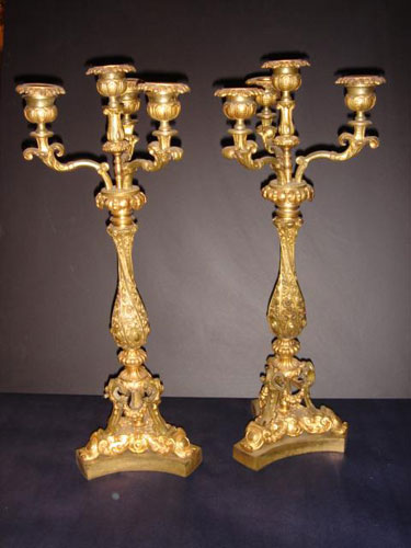 Pair of Bronze gilt candelabrae