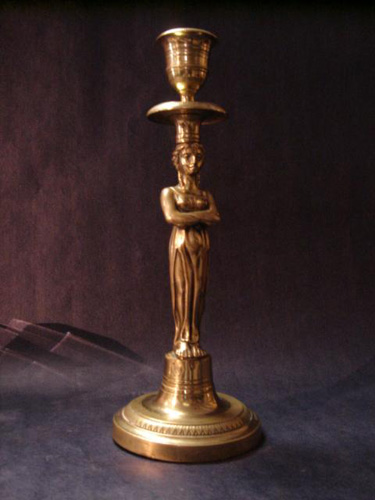 Regency Style bronze caryatid candlestick