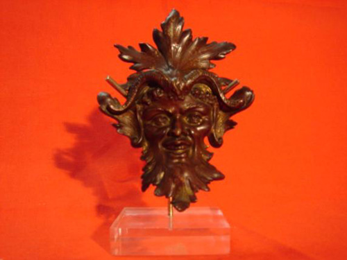Ormolu French bronze gothic mask mount