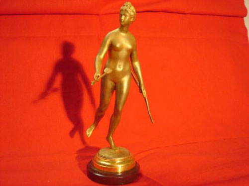 Art Deco Gilt bronze Diana signed Houdon