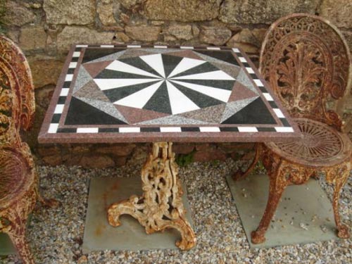 Marble top bistro table iron base
