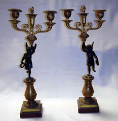 Rare French Empire pair of candelabra