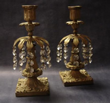 Pair Regency gilt bronze candle lustres
