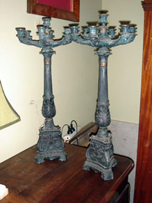 Heavy bronze pair of candelabrae