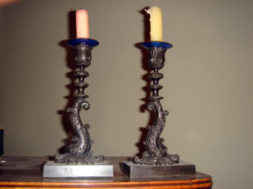 Regency bronze dolphin candlesticks