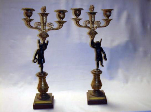 Rare French Empire pair of candelabra