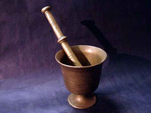 Victorian brass mortar and pestle