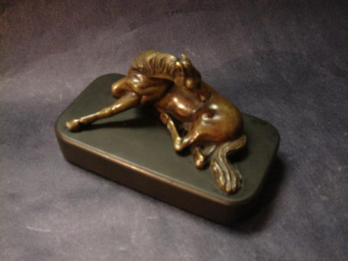 French antique bronze foal paperweight