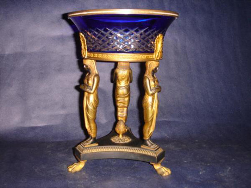bronze empire tazza cut crystal bowl