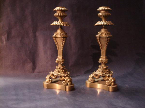 Bronze Pair French Heavy candlesticks