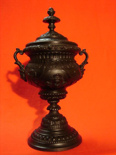 Imperial Russian ornate metal urn Signed