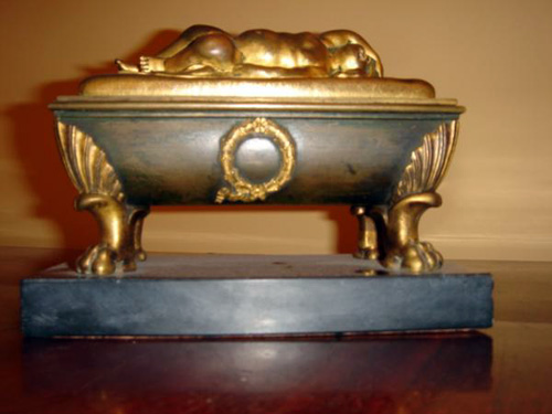 Ormolu Empire jewel casket with putto