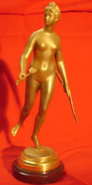 Art Deco Gilt bronze Diana signed Houdon